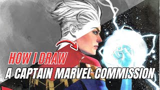 How I Draw Captain Marvel Copic And Prismacolors Process Part 3