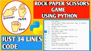 Rock Paper Scissors Game in Python | Easy Step By Step Python Coding For Beginners