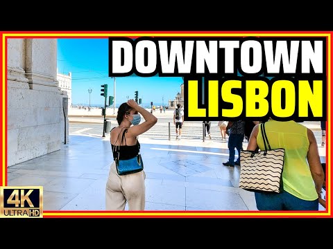 Downtown Lisbon! 😃Walking Tour With Historical Facts! Portugal [4K]