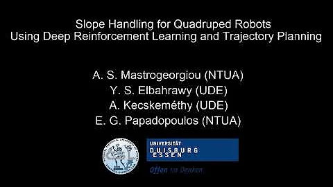 Slope Handling for Quadruped Robots Using Deep Reinforcement Learning and Toe Trajectory Planning