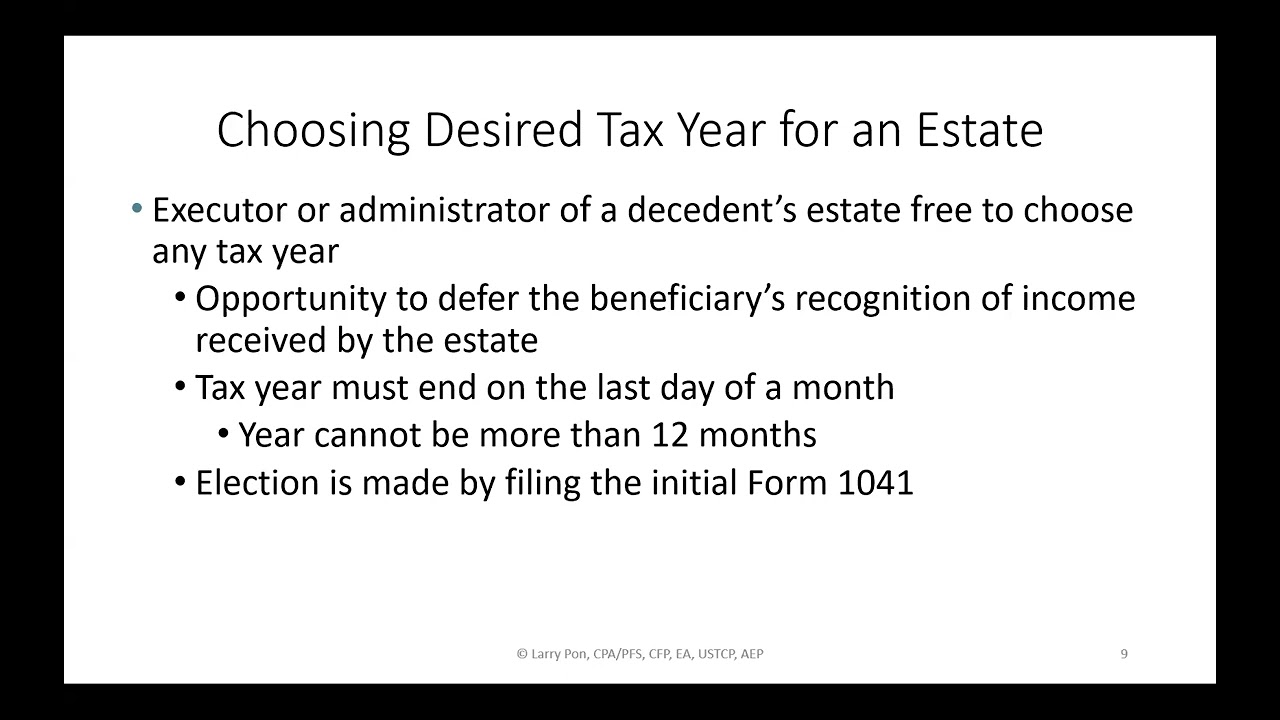 SlideView: Form 1041 - Spotlight; with Larry Pon, CPA, EA, USTCP