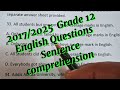 2017/2025 Grade EnglishQuestions Sentence Comprehension
