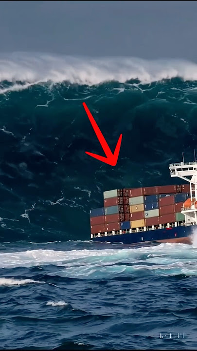 A huge wave sank a large cargo ship in the open sea!  #ocean #waves