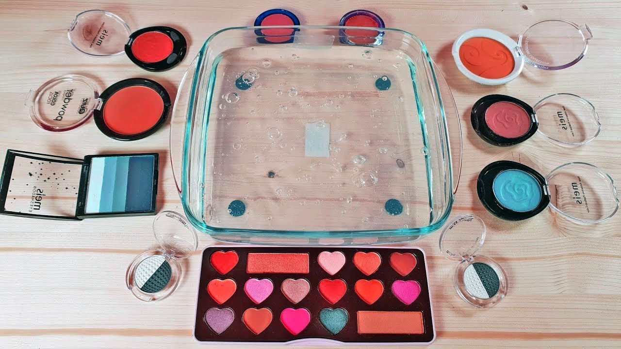 Mixing Eyeshadow into Clear Slime Compilation - YouTube