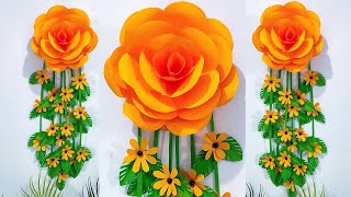 Quick and easy Rose Paper flower wall hanging | Paper craft for home decor | Paper flower wall decor