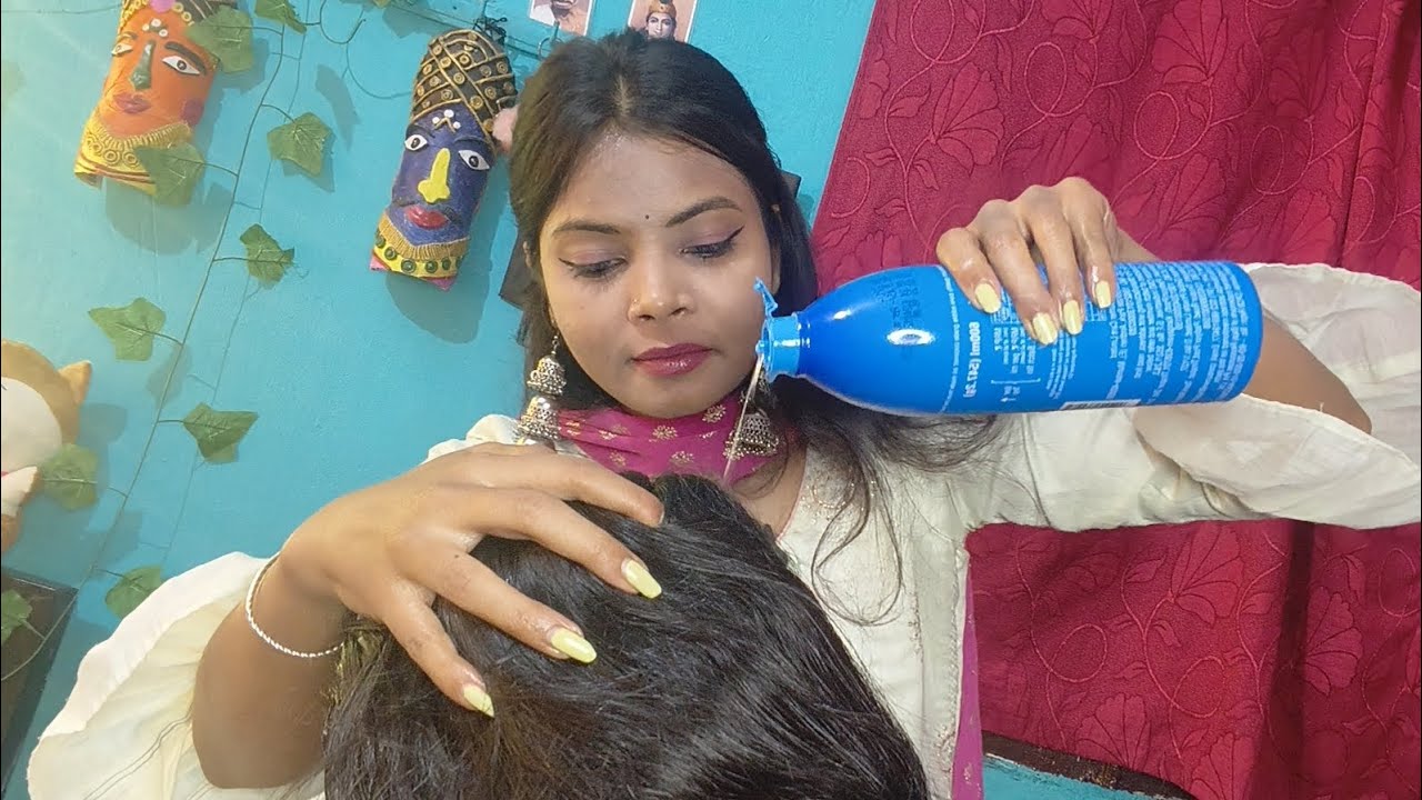 Asmr heavy hair oil massage complete relaxation|