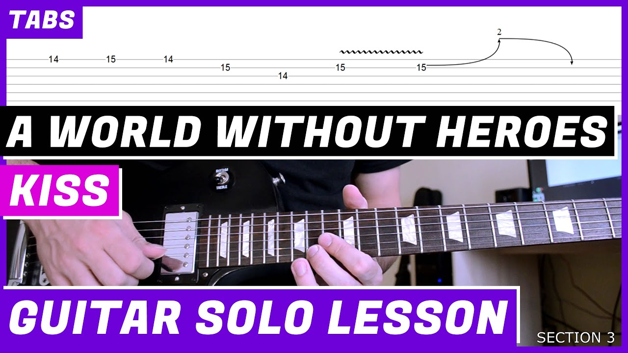 Kiss - A World Without Heroes | GUITAR SOLO LESSON | GUITAR TAB | TUTORIAL #32