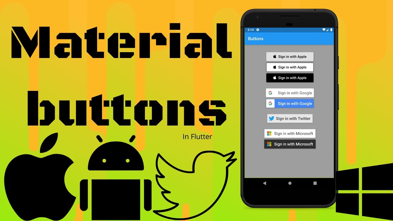 Material Style Buttons UI -Flutter Tutorials