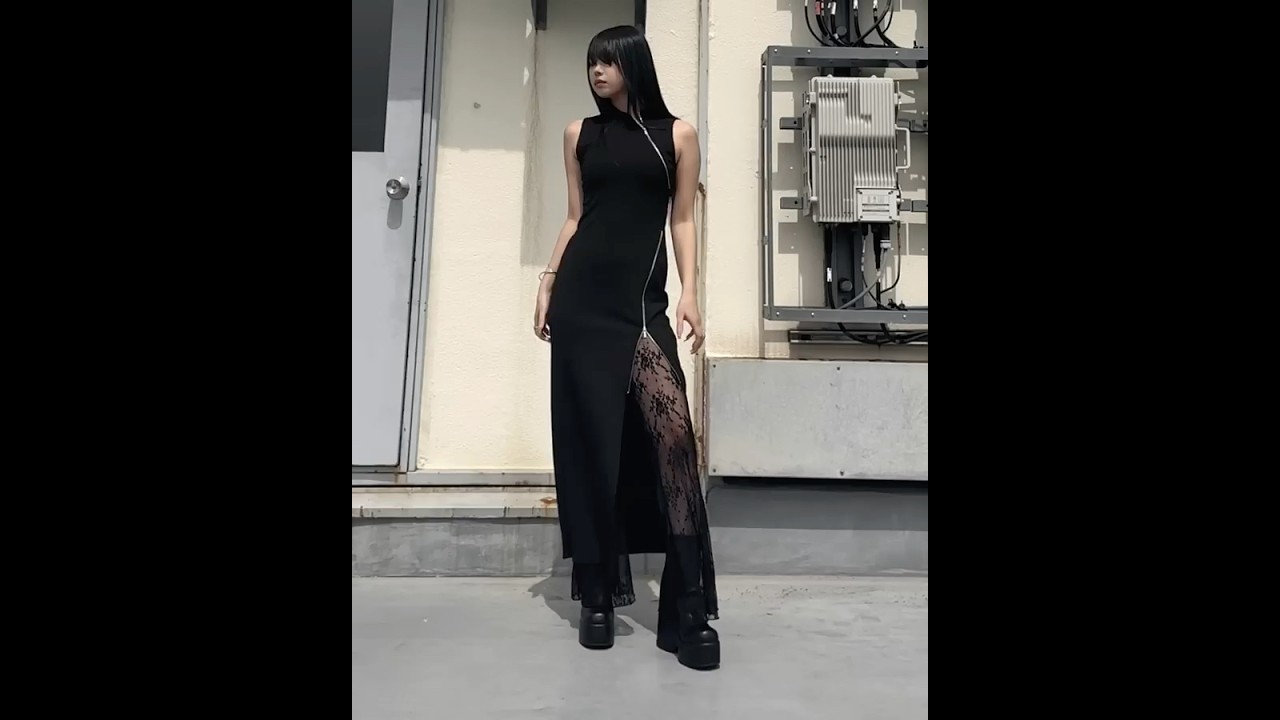 ITEM】Asymmetrical zip knit long one piece (66745004) - YouTube