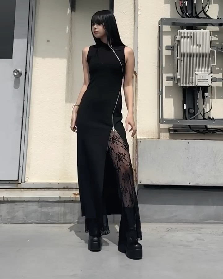 ぷ様へ♥ ITEM】Asymmetrical zip knit long one piece (66745004) - YouTube