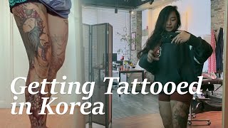 Come get tattooed with me| Getting My Leg Tattooed in Korea [Korea VLOG]