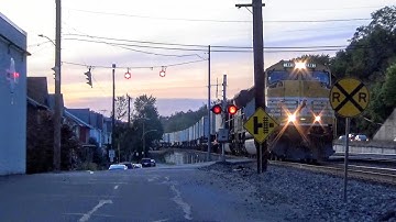 NS 1800 leads Very Fast Intermodal (almost blows over my camcorder!) thru Haysville, PA - 9/25/2019