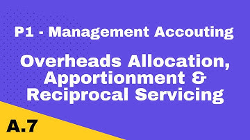 P1 | Overheads Allocation, Apportionment, Reapportionment & Reciprocal Servicing | cimaselfstudy.com
