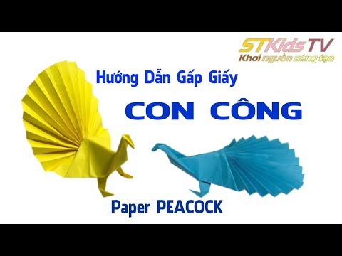 Hướng dẫn gấp giấy nghệ thuật, Mẫu: #3  CON CÔNG | Peacock Origami | ST Kids TV | Foci