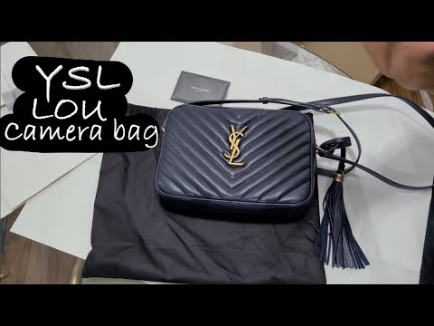 SAINT LAURENT Lou Camera Bag in Navy Leather