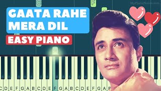 Video thumbnail of "Gata Rahe Mera Dil - Piano Tutorial with Letter Notes & Chords | Guide (1965) - Old Hindi Song"