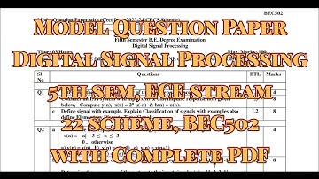 Digital Signal Processing, Model Question Paper, 22 scheam, 5th sem, ECE, BEC502, with PDF