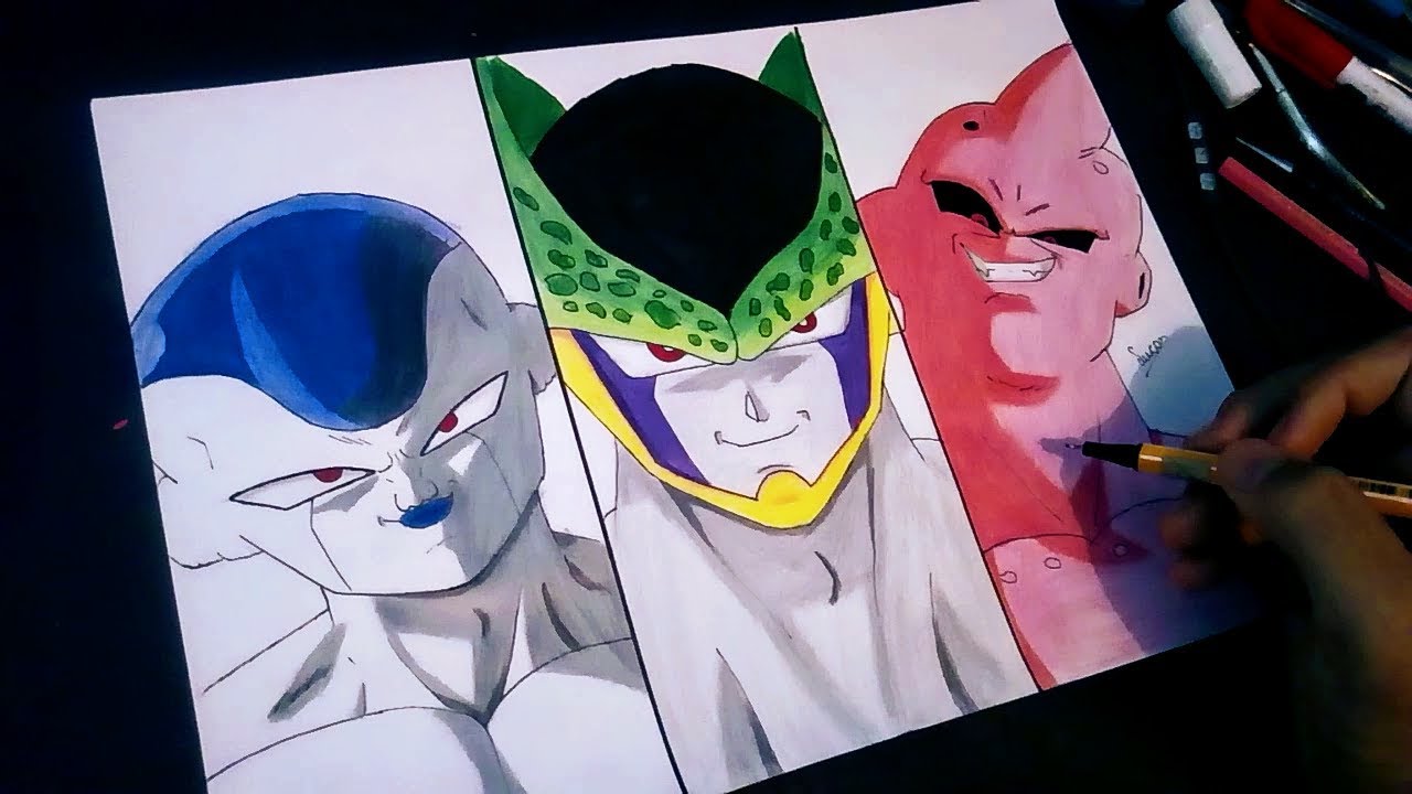 Mayara Rodrigues Drawings - Vídeo novo no canal! FREEZA, CELL, MAJIN BOO  - Dragon Ball Z Espero que gostem, link nos comentários!!