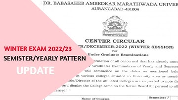 Winter Exam Bamu University November/December Exam 2022/23, BAMU Semister/Yearly Pattern Exam Update