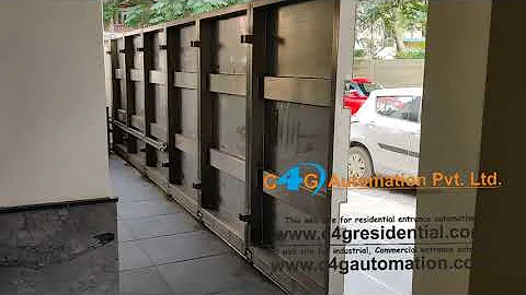 Automatic Corner Folding Sliding Gare / Stainless Steel with HPL Wood Gate