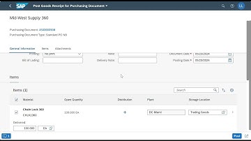 SAP Fiori (MM Process ) - Step 18 Post Goods Receipt for Purchase Order