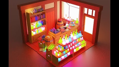 Low Poly Crystal Alchemy shop time lapse