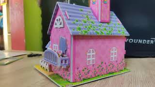 Pink House Diy 3D Puzzle Toy House Making Kids Diy Kidoo Kid House