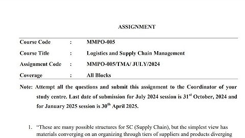 IGNOU MMPO - 005 Solved Assignment July 2024 Jan 2025 PDF MBA Logistics And Supply Chain Management