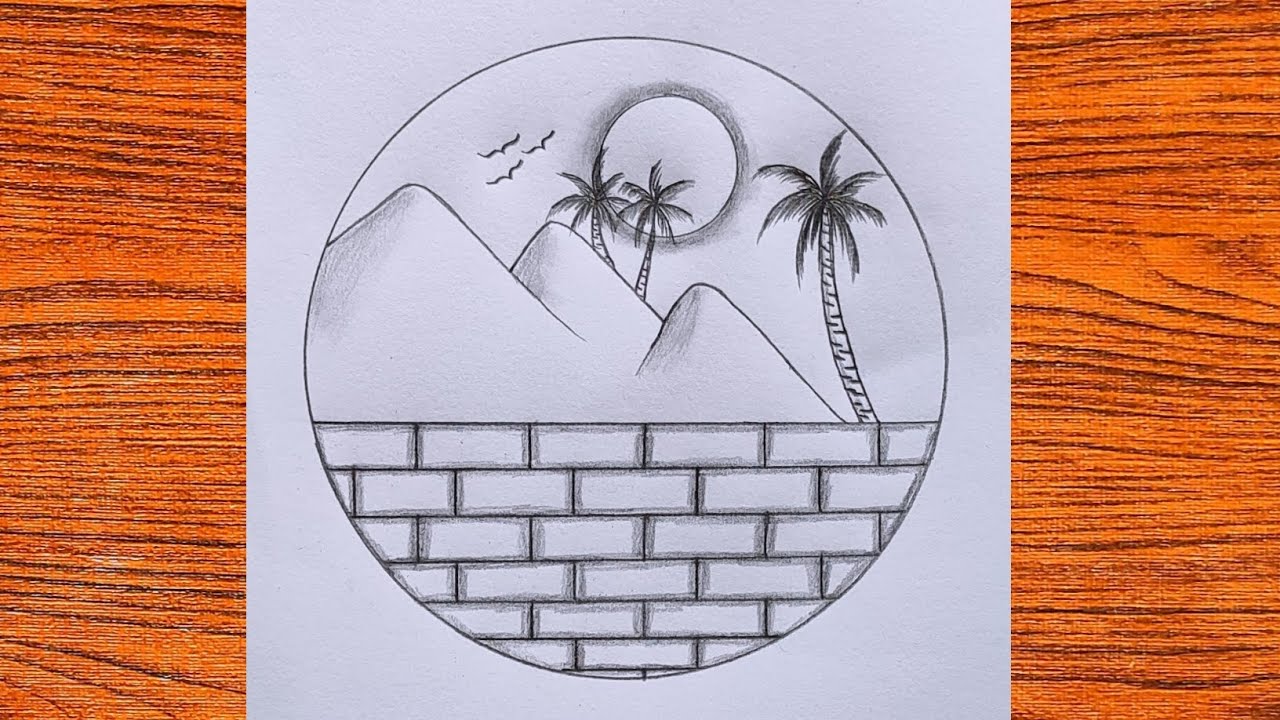 Easy circle scenery drawing step by step || Easy drawing ideas for ...