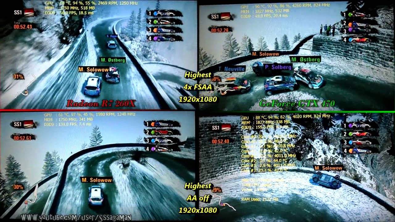 Wrc Powerslide R7 260x Vs Gtx 470 Split Screen Comparison Youtube