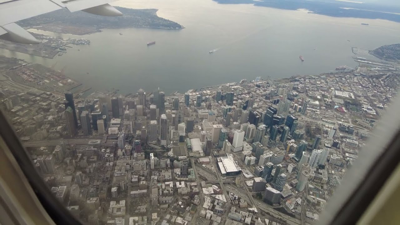 Airplane Ride Flying into Seattle Skyline (4K quality), and How to Take