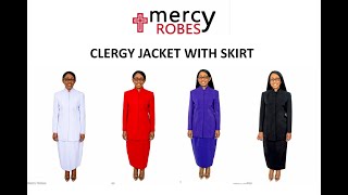 Mercy Robes LADIES CLERGY JACKET WITH SKIRT STYLE LC031  (Black, Red, Purple, White)
