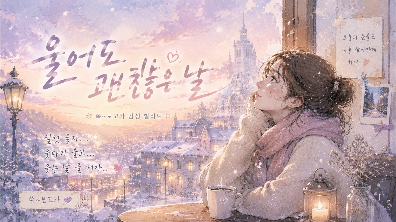 🎧 울어도 괜찮은 날 #쓱보고가 #울어도괜찮은날 #감성발라드 #겨울감성 #새벽감성 #감성노래 #위로노래 #파스텔감성 #수채화감성 #HealingMusic #KoreanBallad