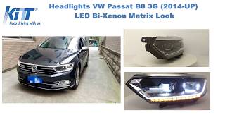 Headlights VW Passat B8 3G (2014-UP) LED Bi-Xenon Matrix Look by KiTT  Tuning - YouTube