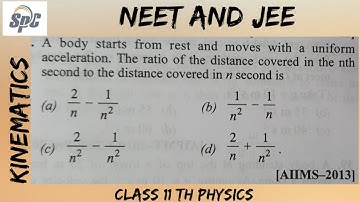 A body starts from rest and moves with a uniform acceleration. The ratio of the distance covered in.