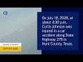 Curtis Johnson Injured in Car Accident on State Highway 276 in Hunt County