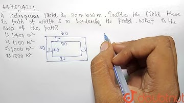 A rectangular field is 90 m xx 50 m. Inside the field there is path of width 5 m bordering the f...