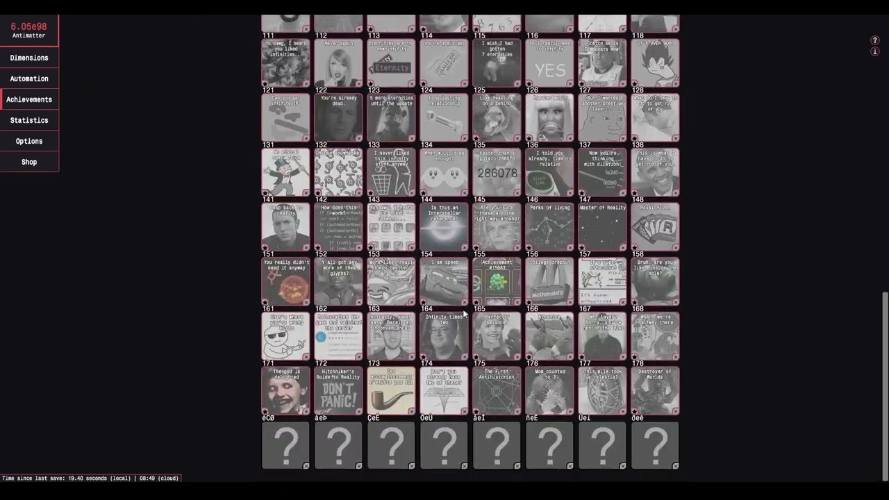 Antimatter Dimensions getting close to getting my first galaxy