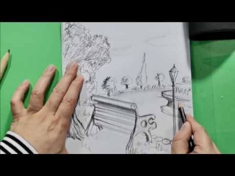 Disegnare Una Panchina E Un Paesaggio Naturale Youtube