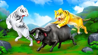 2 Tigers Epic Clash - Battle for Food in the Wild | Ultimate Animal Kingdom Battles