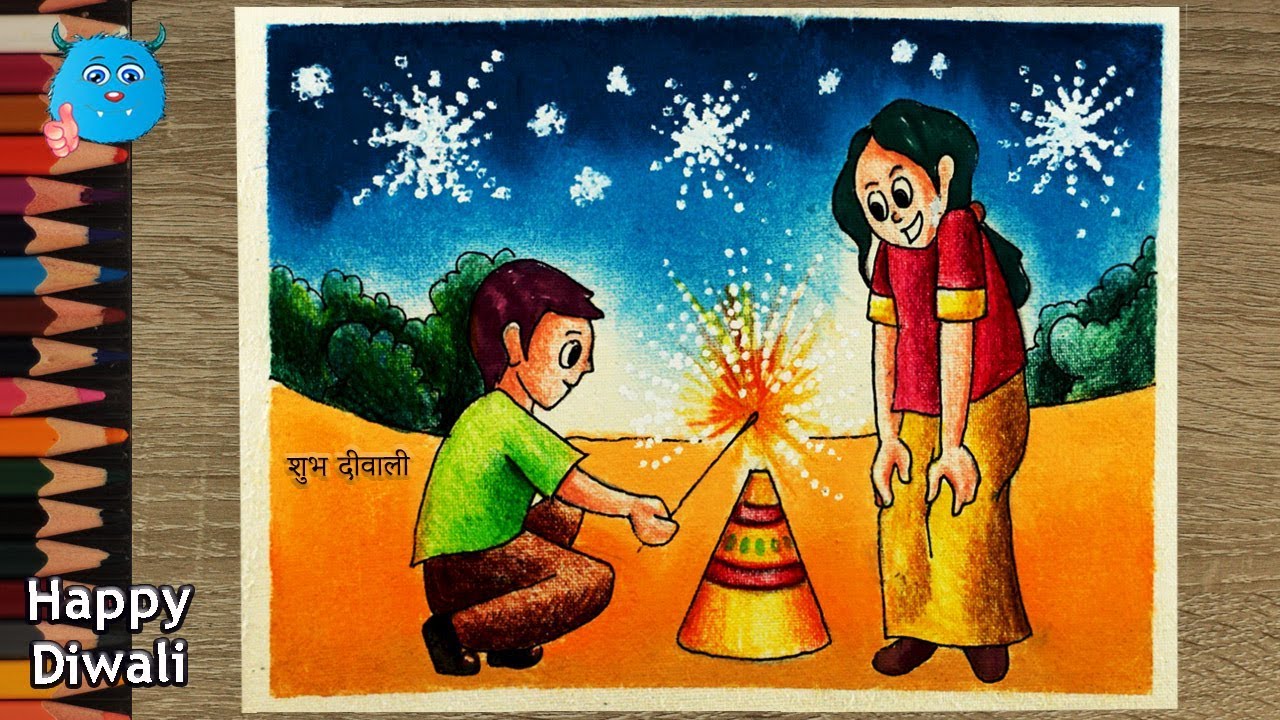 happy diwali drawing ideas for beginners | how to draw deepavali ...