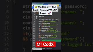 Modern C++ GUI Login System | WinAPI Project 🚀 #viral #viralvideo #coding #mrcodx#fyp