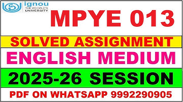 MPYE 013 solved assignment 2025-26 in English || mpye 013 solved assignment 2026 || mpye13 2025-26