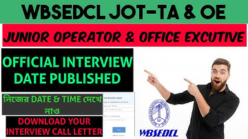 WBSEDCL JOT & OE INTERVIEW CALL LATTER DOWNLOAD