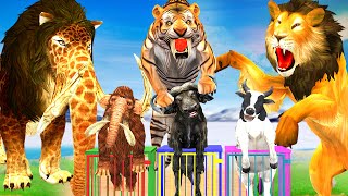 Mammoth Elephant Cow Tiger Gorilla Dinosaur vs Monster Lion ESCAPE ROOM CHALLENGE Animal Cage Game