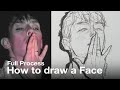 How to draw a face bottom view  full