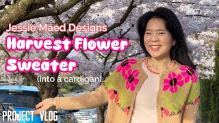 Project vlog 46 - harvest flower sweater by jessie maed designs with cone yarn | modifications steek