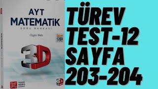 3D AYT MATEMATİK ÇÖZÜMLERİ BÖLÜM-10 TEST-12(TÜREV)