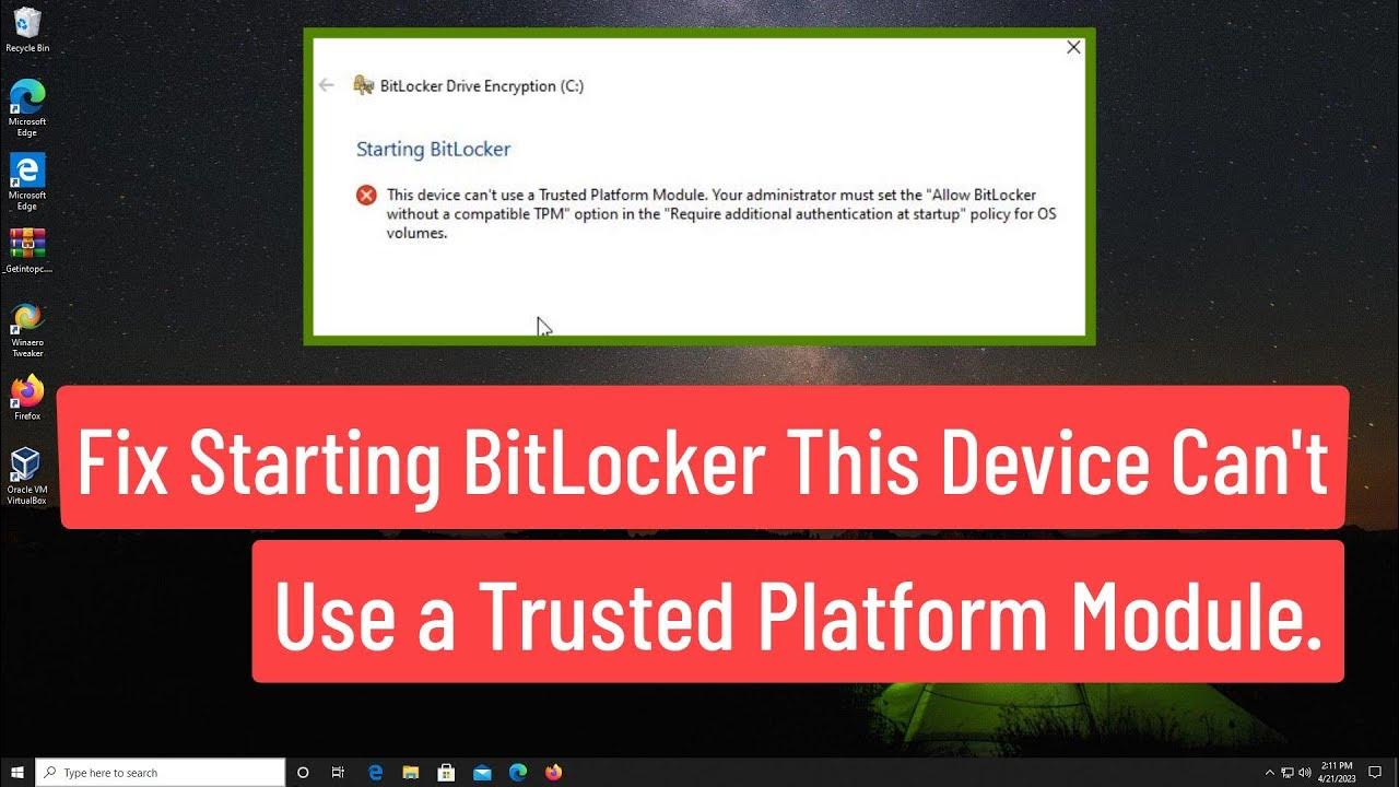 Fix bitlocker drive encryption starting bitlocker this device can t use