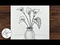 How To Draw Flowers In A Vase | Flower Pot Drawing | Drawing For Beginners